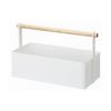 Cesta De Almacenamiento De Metal Blanco Con Asa De Madera - L29 Cm