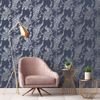 Papel Pintado Pavo Real Azul Marino Y Plateado Dutch Wallcoverings