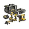 Taladro Percutor Batería + Atornillador Impacto + Amoladora + Martillo + 3 Baterías Li-ion 5,0ah Dewalt