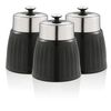 Set 3 Botes Cocina Almacenaje 1,2 L, Plástico Y Acero Inox, Especias, Té ,café, Retro, Vintage Negro  Swan Swka1024bn