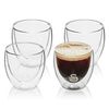 Juego 4 Vasos Café Cristal Doble Pared De Borosilicato 100ml, Set Vasos Bebida Caliente / Fría Transparente  Swan Swka54010n