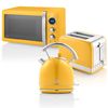 Retro Set Desayuno Hervidor Agua 1,8l, Tostadora 2 Rebanadas, Microondas Digital 20l, Vintage Amarillo 850w Swan Strp2070yelneu