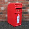 Buzón Royal Mail Rojo Con Soporte De Suelo De Hierro Fundido Y Montaje De Pared