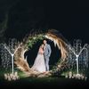 Arco De Boda Dorado Círculo Y Sauce Llorón Con Luces Led Árbol Iluminado Decoración