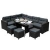 Set Muebles De Jardin Esquinero De Ratã¡n - Negro