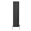 Radiador De Columna Ovalada Vertical Negro 160cm X 36cm & Válvulas Cromadas Trv