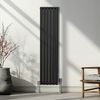 Radiador De Columna Ovalada Vertical Negro 160cm X 36cm & Válvulas Cromadas Trv