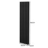 Radiador De Columna Ovalada Vertical Negro 160cm X 36cm & Válvulas Cromadas Trv