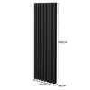 Radiador De Columna Ovalada Vertical Negro160cm X 48cm & Válvulas Cromadas Trv