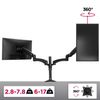 Soporte 2 Monitores 15" 27" Pulgadas Doble Brazo 8kg Máx Altura Ajustable - Duronic Dm552