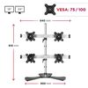 Soporte Cuádruple 4 Monitores 15" 24" - Brazo 64cm Altura Ajustable Vesa 75/100 8kg - Duronic Dm754