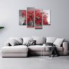 Cuadros Modernos | Lienzo Decorativo| Paisaje Árboles Rojos | 4 Piezas 120x85cm | Dekoarte