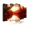 Cuadros Modernos  | Lienzo Decorativo | Paisaje Con Agua Arboles Rojos | 5 Piezas 150x80cm - Dekoarte