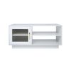 Mesa De Centro Con Led Controlable Mediante Aplicación Móvil - 1 Puerta De Cristal Y 2 Estantes - Blanco