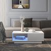 Mesa De Centro Con Led Y Cajón - Estilo Contemporáneo - Blanco