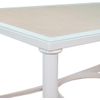 Mesa De Forja Clásica Santaella, Ideal Mesa Camilla . Color Blanca Regulable En Dos Alturas Con Tablero Y Cristal De 6mm, Sin Aro.