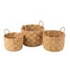 Juego 3 Cestas Redondas Jacinto De Agua Natural - L 44  X A 44  X H 39  Cm - Madera Clara