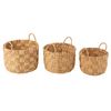 Juego 3 Cestas Redondas Jacinto De Agua Natural - L 44  X A 44  X H 39  Cm - Madera Clara