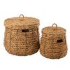 Pack De 2 Cestas Con Tapa De Materiales Naturales - L 52 X A 52.5 X H 49  Cm