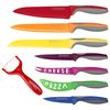 Set De 7 Cuchillos Antihaderentes Colores + Pelador De Patatas Verduras Cuchillo Pizza Queso