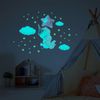 Vinilo Fosforescente Unicornio Volador + 110 Estrellas - Adhesivo De Pared - Revestimiento Sticker Mural Decorativo - 40x30cm