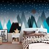 Vinilo Montaña Parka + 100 Estrellas Fosforescentes - Adhesivo De Pared - Revestimiento Sticker Mural Decorativo - 100x150cm