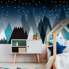 Vinilo Montaña Parka + 100 Estrellas Fosforescentes - Adhesivo De Pared - Revestimiento Sticker Mural Decorativo - 70x105cm