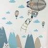 Vinilo Niño Escandinavo De Montaña Animales De Viaje - Adhesivo De Pared - Revestimiento Sticker Mural Decorativo - 40x60cm