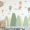 Vinilo Niño Escandinavo De Montaña Animales En El Cielo - Adhesivo De Pared - Revestimiento Sticker Mural Decorativo - 70x105cm