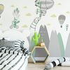 Vinilo Escandinavo De Montaña Animales Acróbatas - Adhesivo De Pared - Revestimiento Sticker Mural Decorativo - 70x105cm