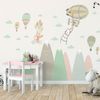 Vinilo Niño Escandinavo De Montaña Jugadores Animales - Adhesivo De Pared - Revestimiento Sticker Mural Decorativo - 80x120cm