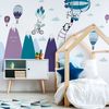 Vinilo Niño Escandinavo De Montaña Animales Graciosos - Adhesivo De Pared - Revestimiento Sticker Mural Decorativo - 70x105cm