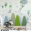 Vinilo Montañas Escandinavas Broma Animales - Adhesivo De Pared - Revestimiento Sticker Mural Decorativo - 110x165cm