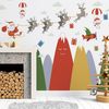 Pegatinas Montañas Papá Noel Y Su Reno - Adhesivo De Pared - Revestimiento Sticker Mural Decorativo - 110x165cm