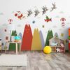 Pegatinas Montañas Papá Noel Y Su Reno - Adhesivo De Pared - Revestimiento Sticker Mural Decorativo - 110x165cm