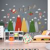 Pegatinas Montañas Papá Noel Y Su Reno - Adhesivo De Pared - Revestimiento Sticker Mural Decorativo - 80x120cm