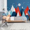De Renos De Montañas Escandinavas Y Papá Noel - Adhesivo De Pared - Revestimiento Sticker Mural Decorativo - 100x150cm