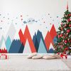 De Renos De Montañas Escandinavas Y Papá Noel - Adhesivo De Pared - Revestimiento Sticker Mural Decorativo - 100x150cm