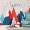 De Renos De Montañas Escandinavas Y Papá Noel - Adhesivo De Pared - Revestimiento Sticker Mural Decorativo - 70x105cm
