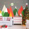 Vinilo Fiesta De Navidad Montañas Escandinavas - Adhesivo De Pared - Revestimiento Sticker Mural Decorativo - 110x165cm