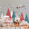 Vinilos Montañas Escandinavas Navidad Nevado - Adhesivo De Pared - Revestimiento Sticker Mural Decorativo - 100x150cm