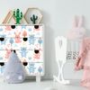 Vinilo Infantil Oso Y Conejos De Madera - Adhesivo De Pared - Revestimiento Sticker Mural Decorativo - 40x60cm