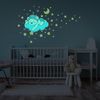 Vinilos Fosforescentes Sueño Oso Y 50 Estrellas - Adhesivo De Pared - Revestimiento Sticker Mural Decorativo - 20x25cm