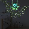 Vinilos Fosforescente Panda Moon Swing Y 130 Estrellas - Adhesivo De Pared - Revestimiento Sticker Mural Decorativo - 135x110cm