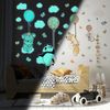 Vinilos Fosforescente Animales Voladores Felices - Adhesivo De Pared - Revestimiento Sticker Mural Decorativo - 145x110cm