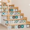 Vinilo Escalera Baldosas De Cemento Naya X 2 - Adhesivo Pared - Sticker Revestimiento - 25cmx87,5cm-2bandesde12.5cmx87.5cm