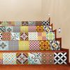 Vinilo Escalera Azulejos Vintage Multicolor X 2 - Adhesivo De Pared - Revestimiento Sticker Mural Decorativo - 2tirasde14cmx98cm