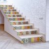 Vinilo Escalera Azulejos Vintage Multicolor X 2 - Adhesivo De Pared - Revestimiento Sticker Mural Decorativo - 2tirasde14cmx98cm