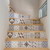 Vinilo Escalera Azulejos Adornos Sobrios X 2 - Adhesivo De Pared - Revestimiento Sticker Mural Decorativo - 2tirasde14cmx98cm