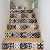 Vinilo Escalera Baldosas De Cemento Nicolino X 2 - Adhesivo Pared - Sticker Revestimiento - 42cmx147cm-2bandesde21cmx147cm